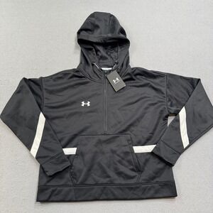 NEW Under Armour Hoodie Women's Large Black Storm Armour Fleece 1/4 Zip Pullover